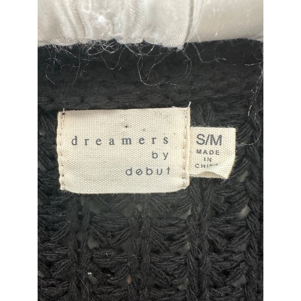 DREAMERS BY DEBUT | Black Crochet Cardigan Granny Square Sleeve NWT | S/M - Picture 5 of 8